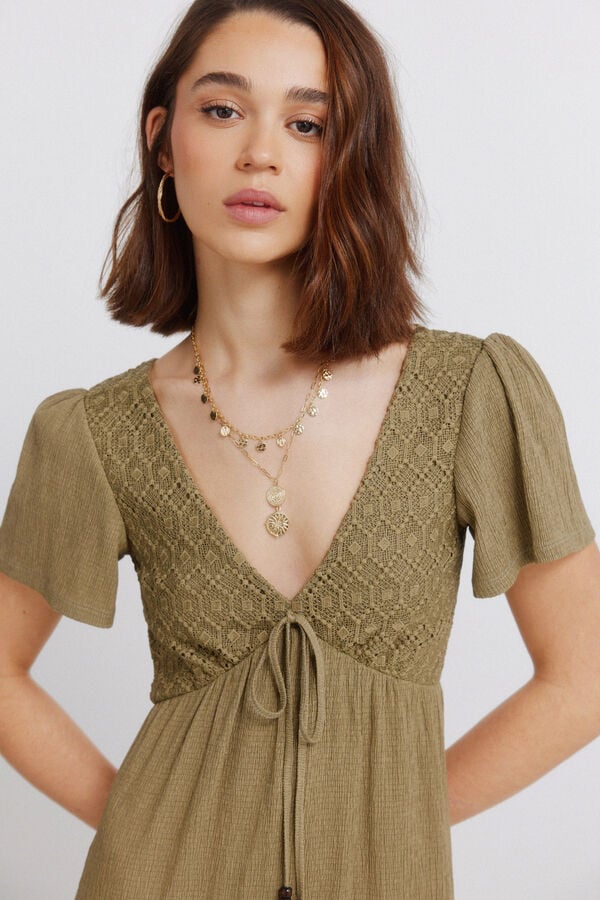 Springfield Robe midi &agrave; volants beige