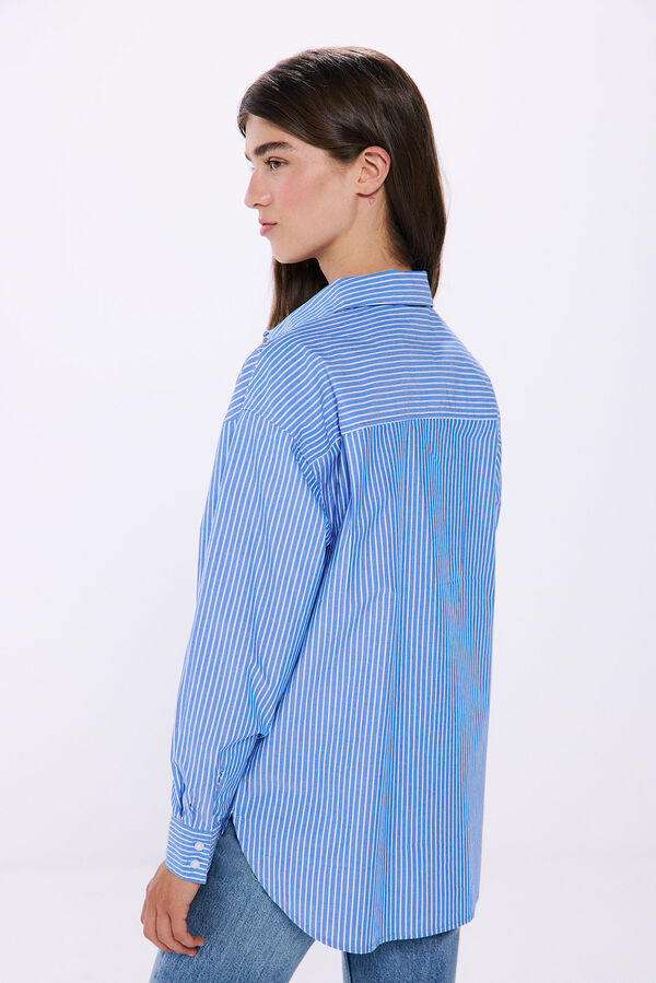 Springfield Oversized cotton shirt  indigo blue