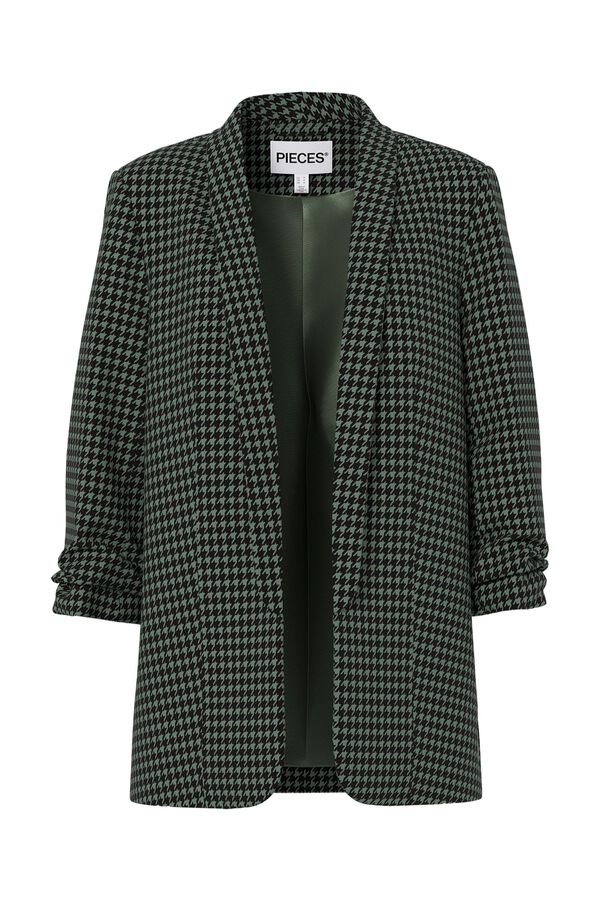 Pieces Printed three-quarter sleeve blazer green