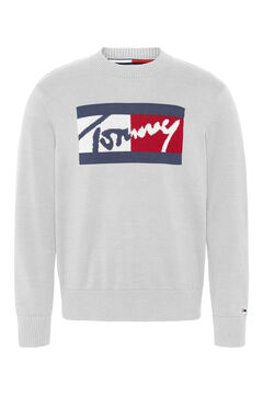 Springfield Round neck knit jumper with flag. gris