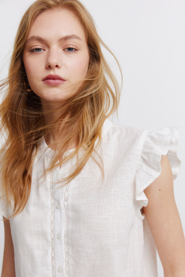 Springfield Lace ruffle shirt beige