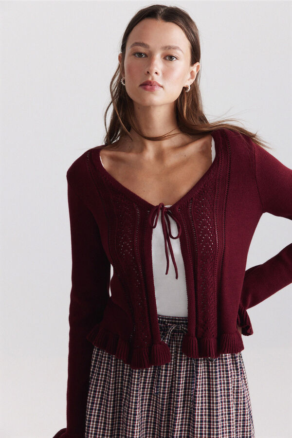 Springfield Thin ruffle cardigan red