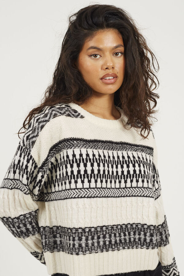 Brave Soul Oversized jacquard sweater brown