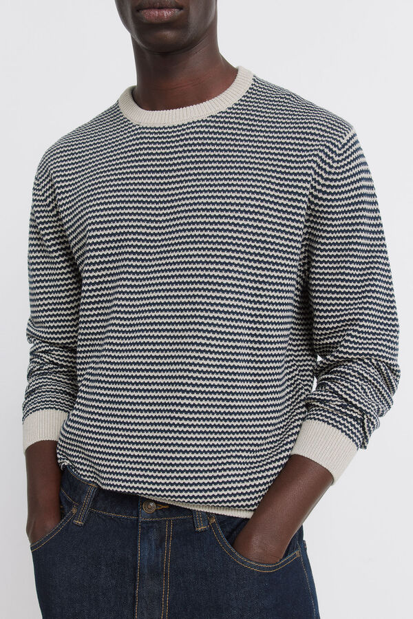 Springfield Two-tone textured jumper blue