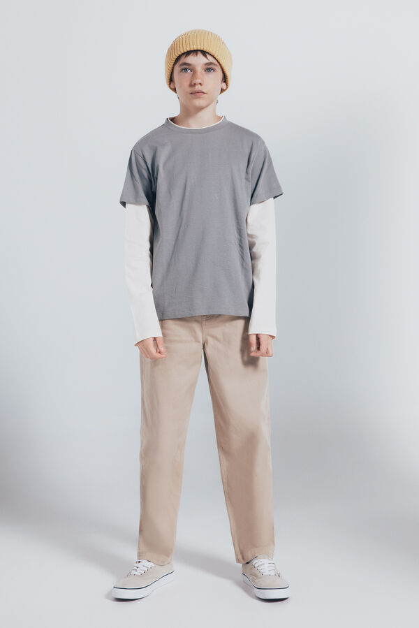 Springfield Kids Boy's long sleeve double- sleeve T-shirt Siva