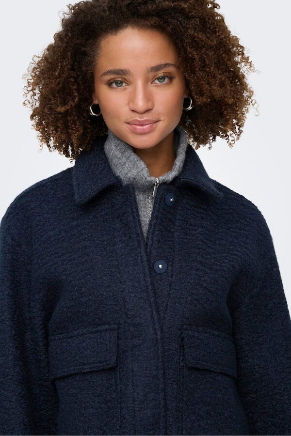 Only Casaco curta texturizada azul