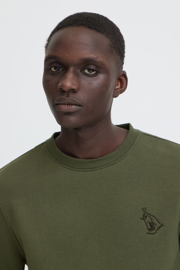Blend Embroidered round neck sweatshirt vert