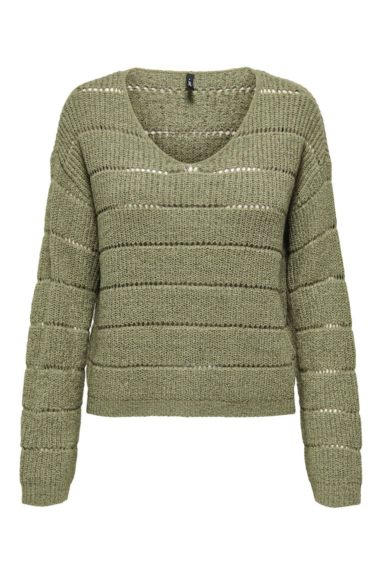 Only Camisola com detalhes vazados.<br/>- Gola em bico.<br/>- Manga comprida.<br/>- Regular fit.<br/>