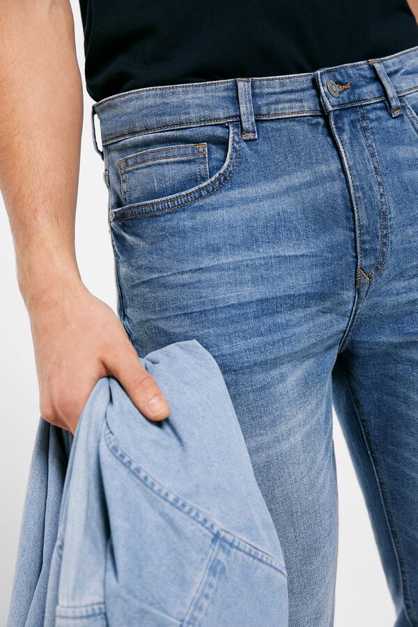 Springfield Jeans skinny lavés moyens salis bleu