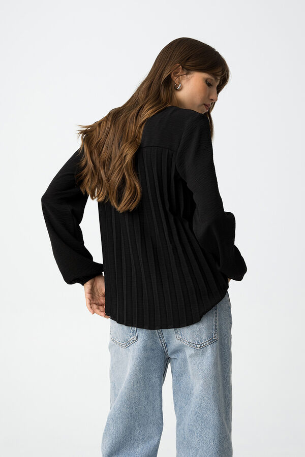 Tiffosi Blouse with pleated back Crna