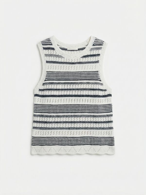 Springfield Top tricot rayas marfil