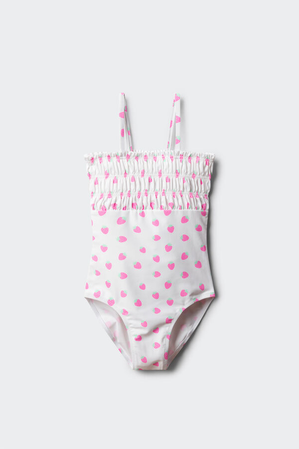 Springfield Kids Kupaći kostim sa jagodama za devojčice Bež