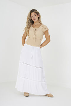 Springfield Long skirt with elasticated waist white