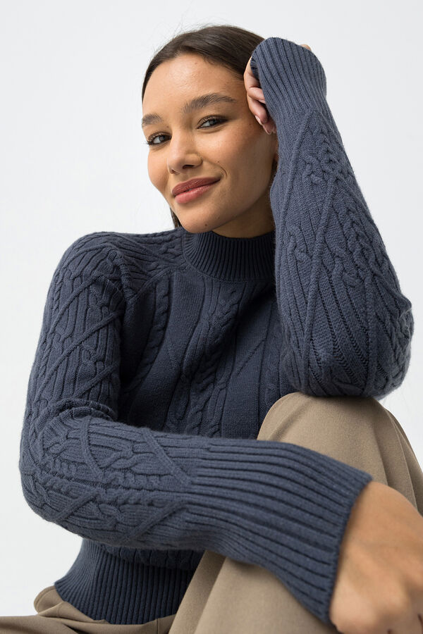 Tiffosi Jersey de punto trenzado turquesa