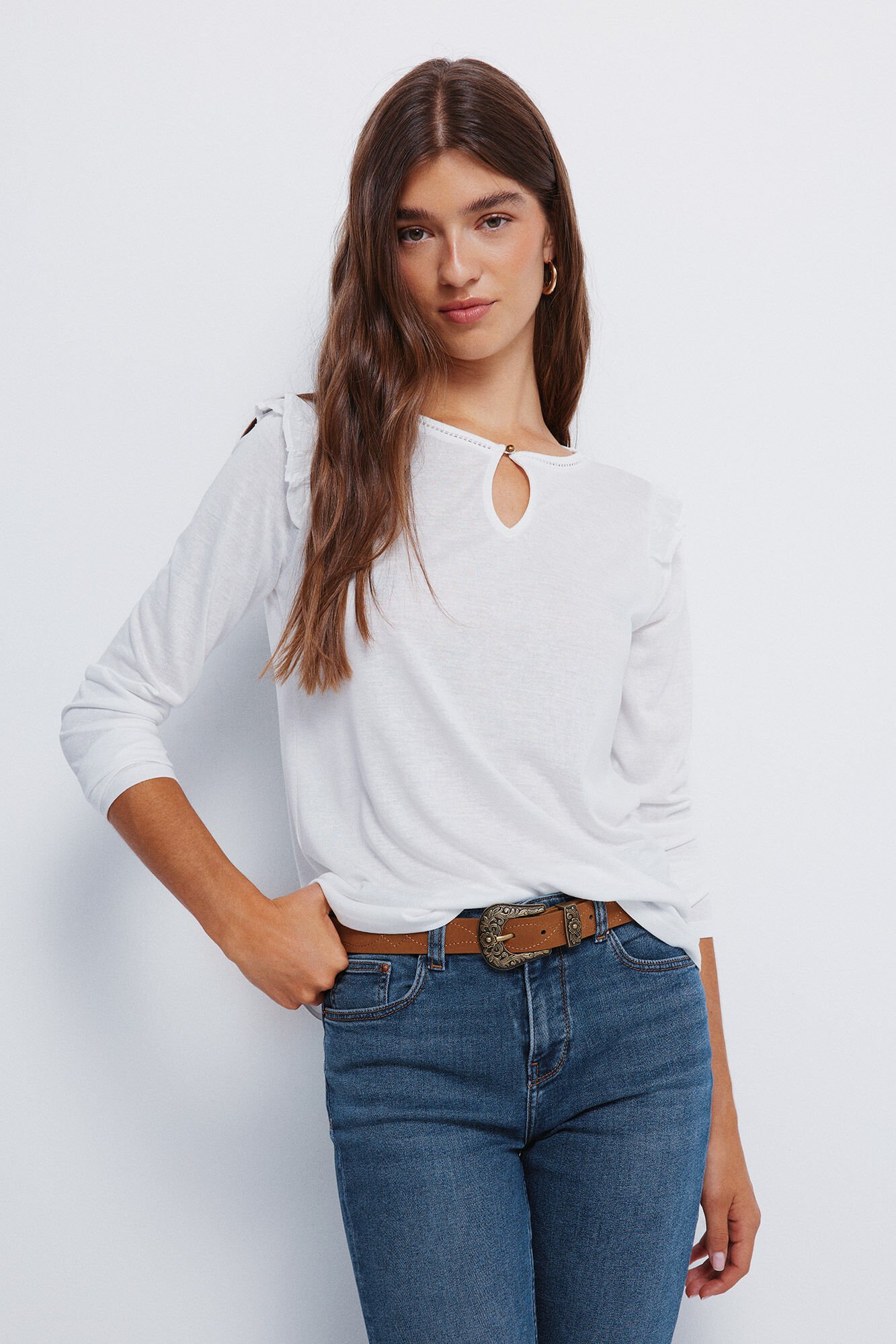 Springfield Plumetis ruffle shoulder T-shirt