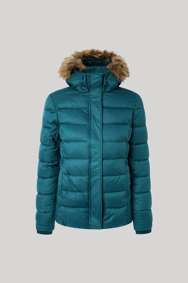 Springfield Puffer jacket with fur detail on the hood  green