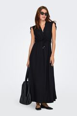 Only Vestido largo de lino negro