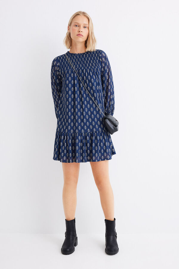 Springfield Short print tunic dress blue