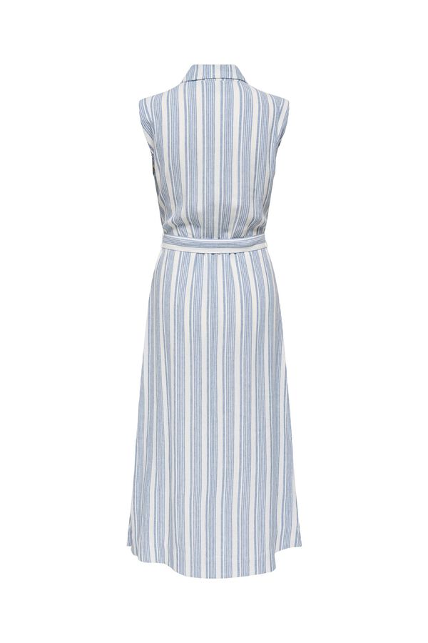 Only Vestido camisero largo de lino azul