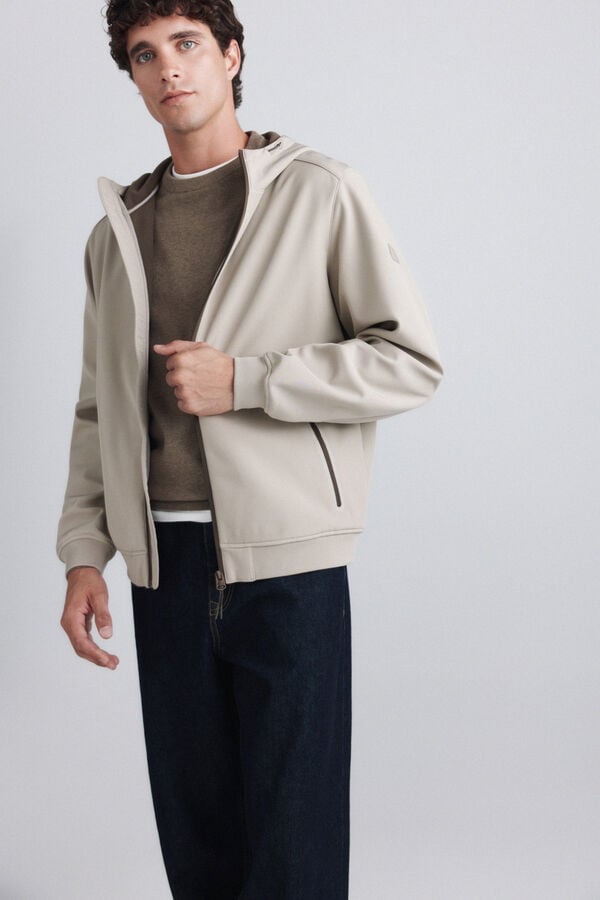 Springfield Hooded softshell jacket nude