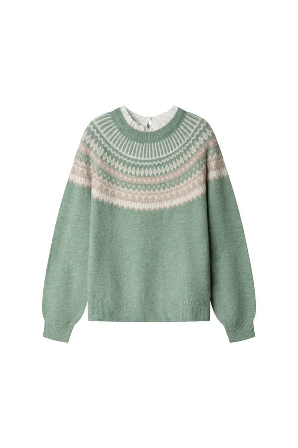 Springfield Jacquard shirt collar jumper beige