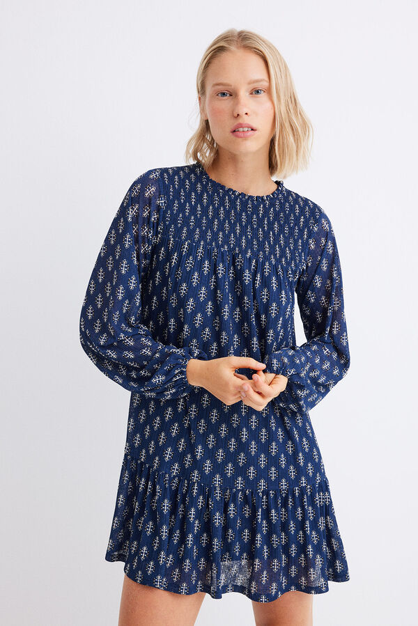 Springfield Short print tunic dress blue