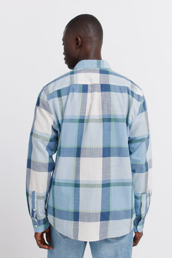 Springfield Cotton lightweight plaid shirt blue