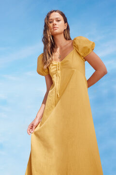 Springfield Linen/cotton midi dress golden