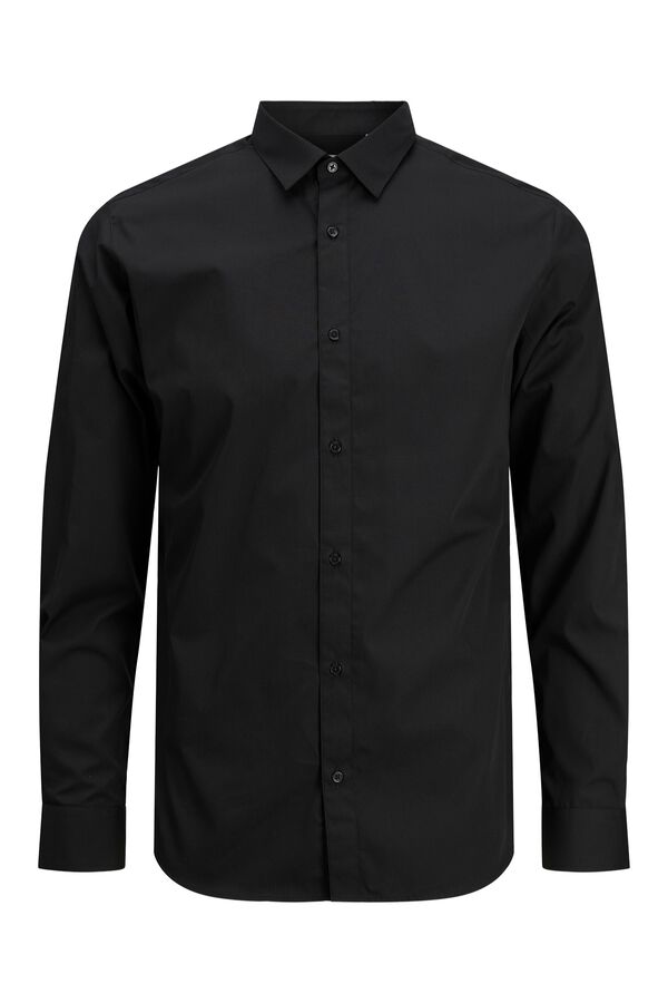 Jack & Jones PLUS Camisa de popel&iacute;n manga larga negro