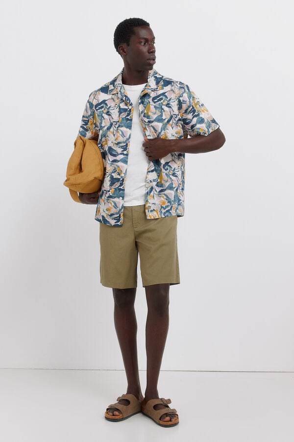 Springfield Linen short sleeve shirt blue