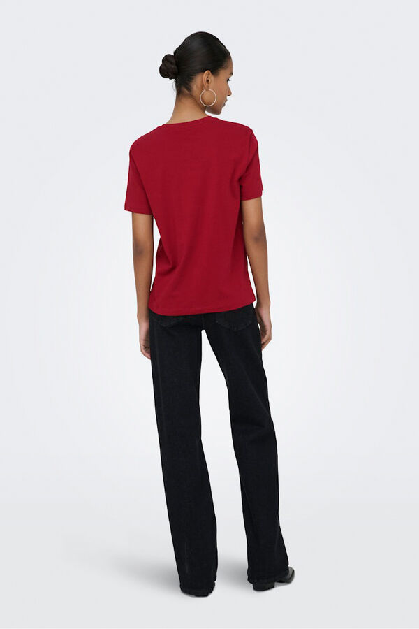 Only Camiseta texto frontal rojo