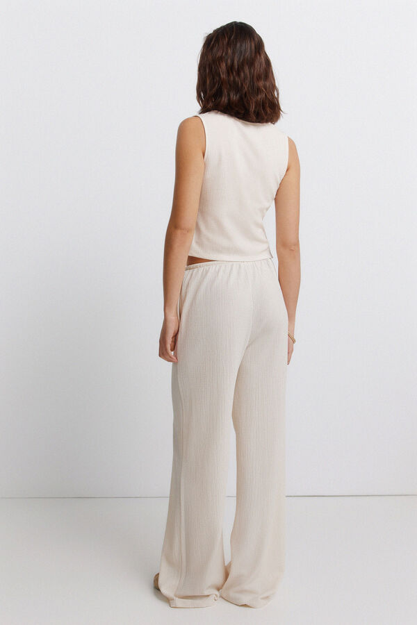 Springfield Wide leg structure long trousers brown