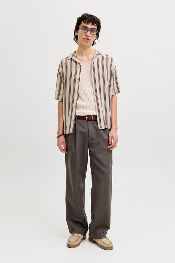 Jack & Jones Striped viscose relaxed shirt grey