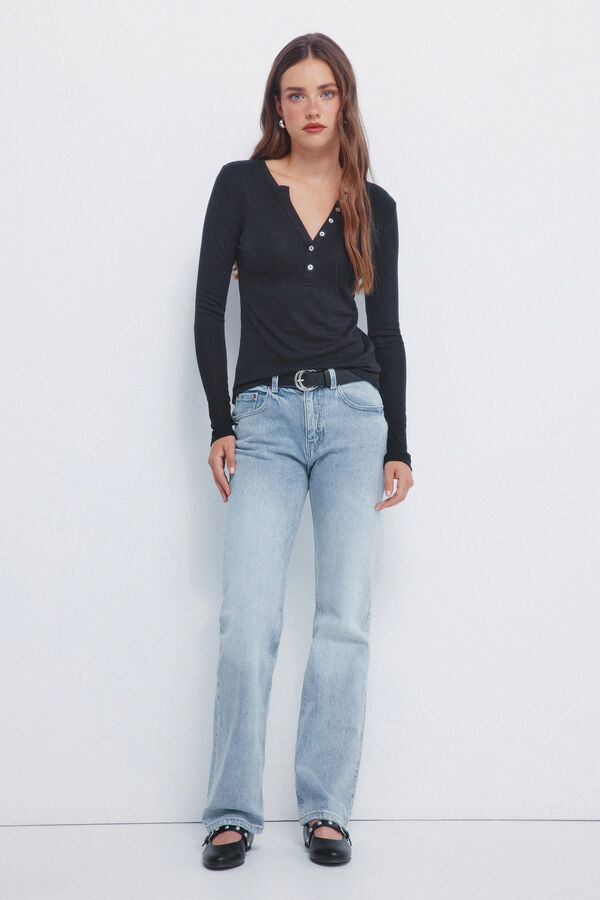 Springfield Buttoned Henley t-shirt black