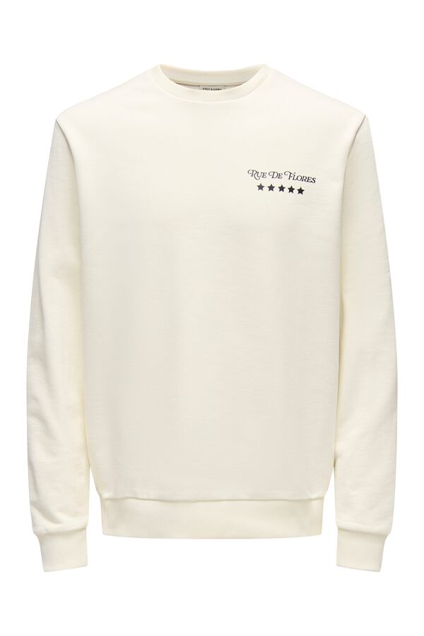 Only & Sons Sudadera cuello redondo blanco