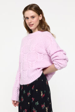 Pieces jersey-knit sweater with structure pink