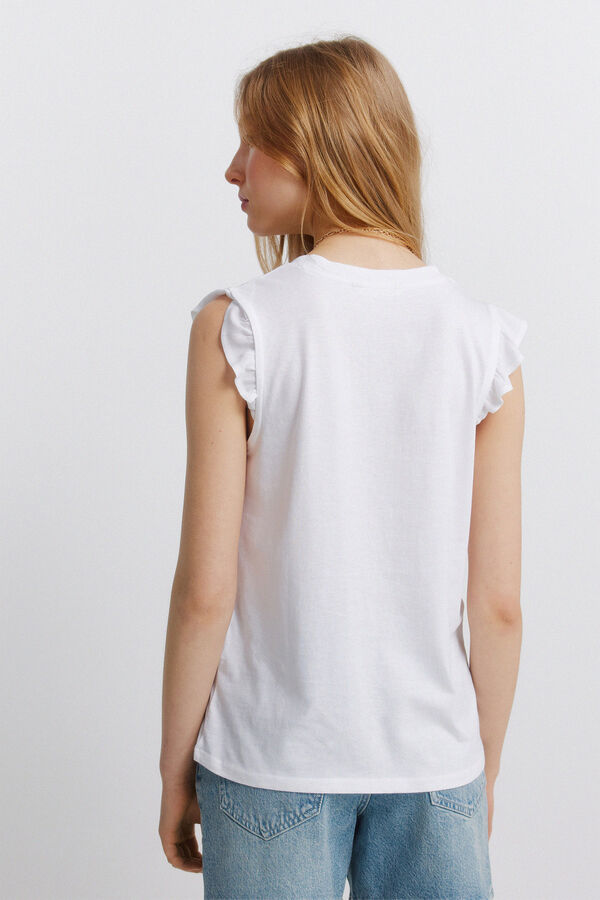 Springfield Lace ruffle T-shirt white