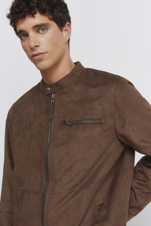 Springfield Suede-effect jacket nude