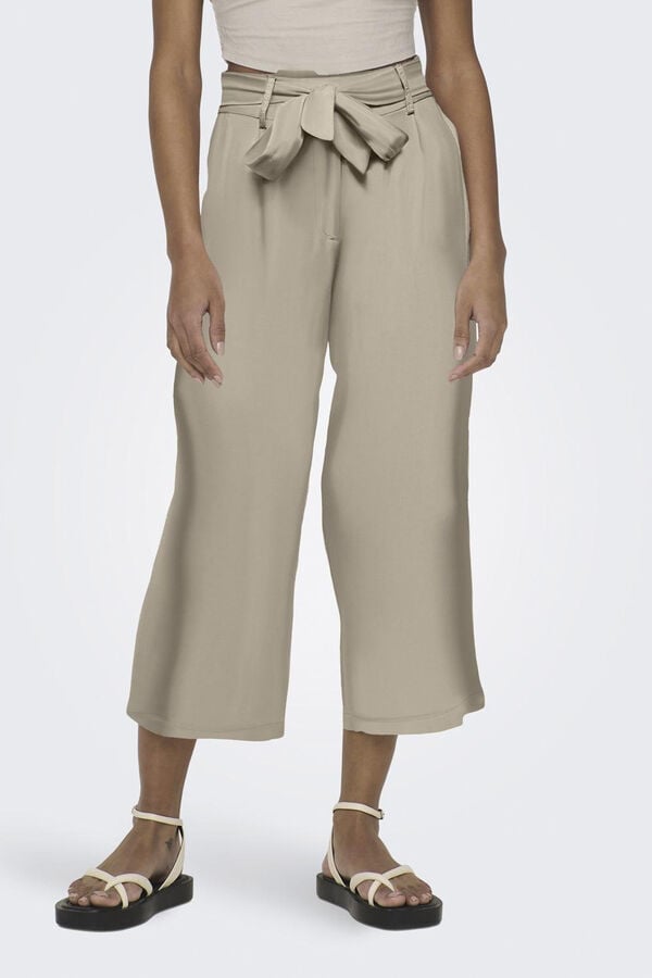 Springfield Linen blend palazzo trousers gray