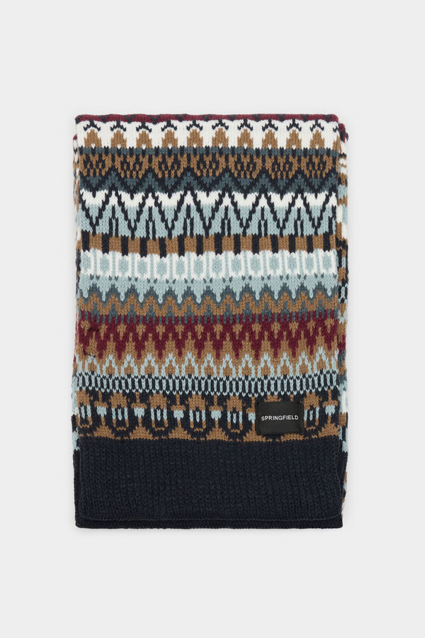 Springfield multicoloured raw jacquard scarf plava