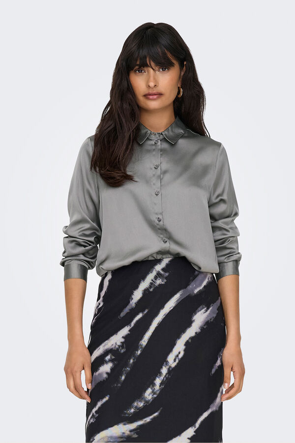 JDY Camisa satinada gris