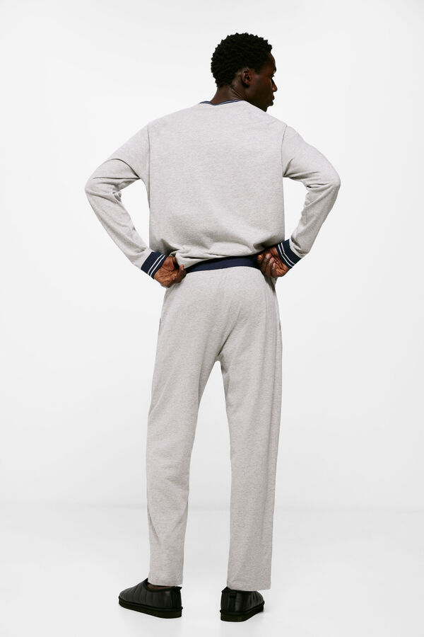 Springfield Pijama monocolor Largo punto algodón gris melange gris medio