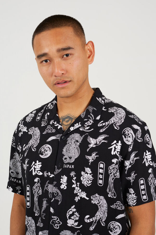 Brave Soul Camisa estampada de manga corta negro