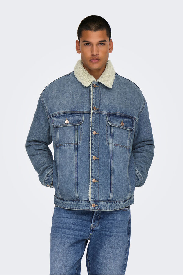 Only & Sons Teddy denim jacket blue