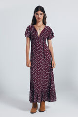 Springfield print ruffle sleeve midi red