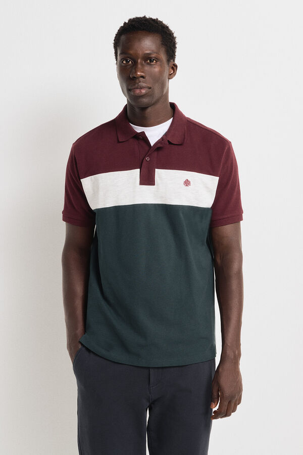 Springfield regular fit color block piqué polo shirt crvena