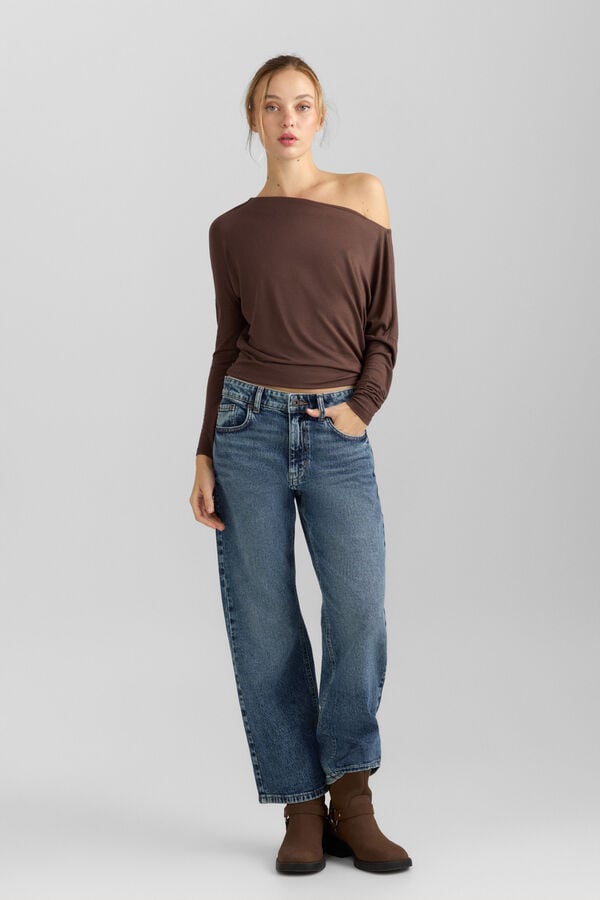 Springfield Jeans Straight cropped azul
