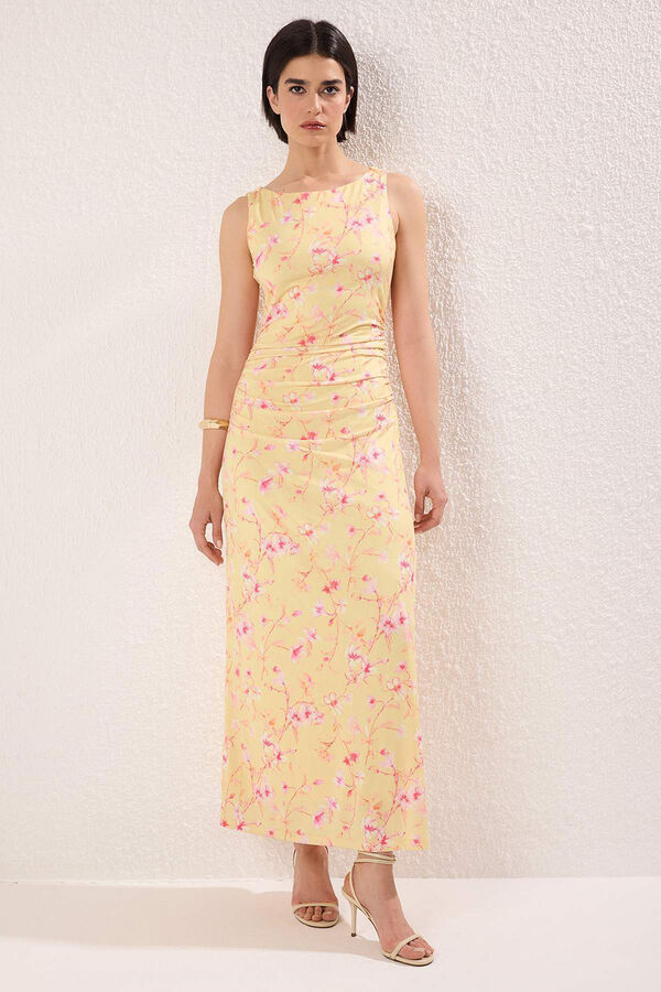 slim fit dress slacks Tyra Ruched Maxi Dress