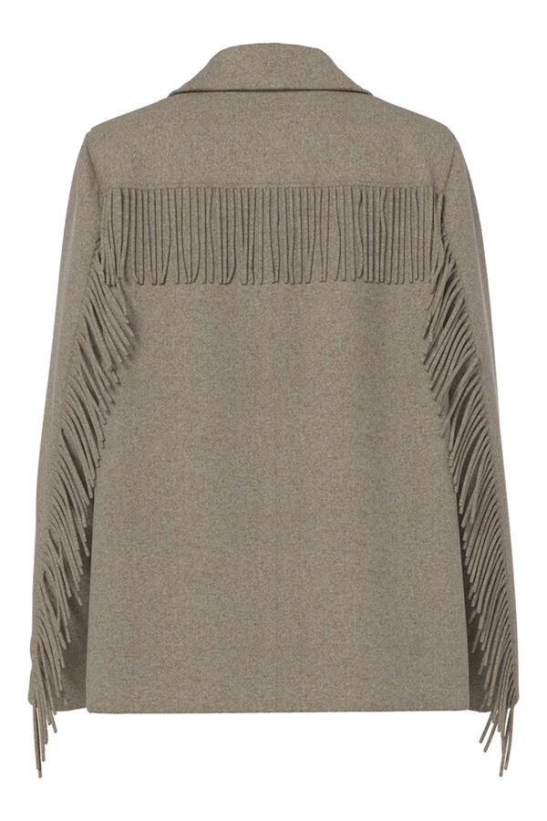 Pieces Chaqueta blazer flecos gris