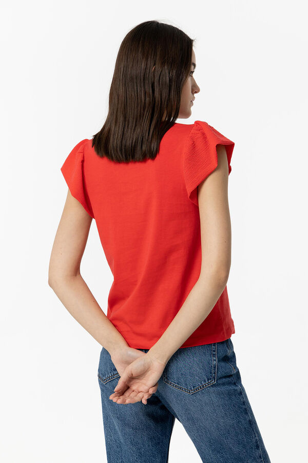 Springfield T-shirt mangas com efeito enrugado vermelho